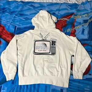 H&M “Be Mind To Your Mind” Light Cream White Graphic Hoodie Sweater